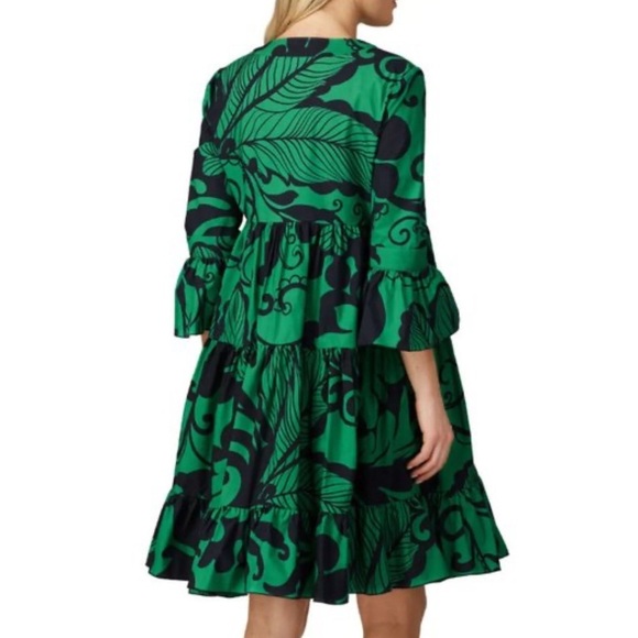 La Double J Jennifer Jane Tiered A-line Mini Dress Green Black Womens Small S - Picture 10 of 10